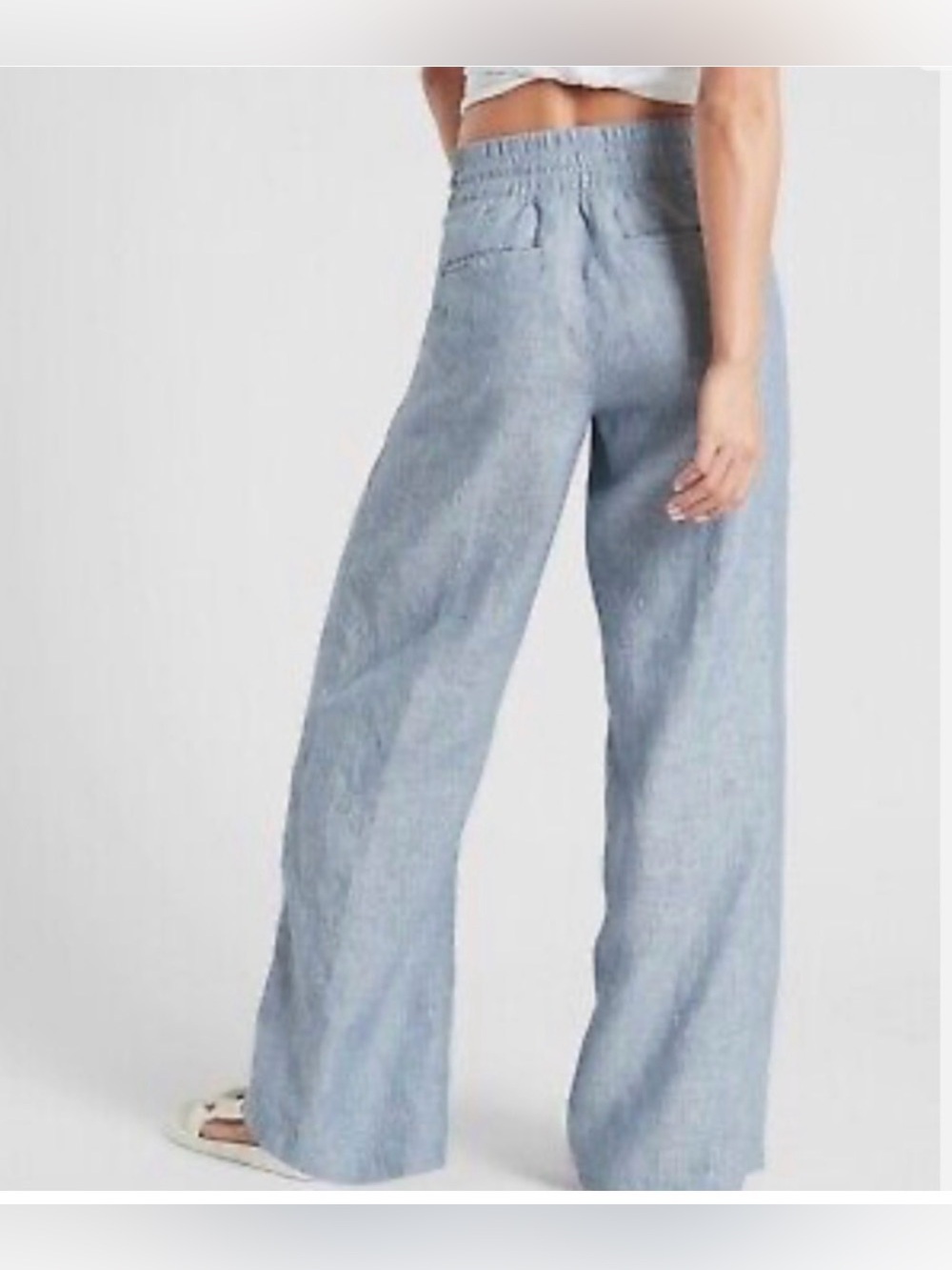 Athleta Cabo Linen Wide Leg Pants Chambray Blue Size 4 - Picture 2 of 10